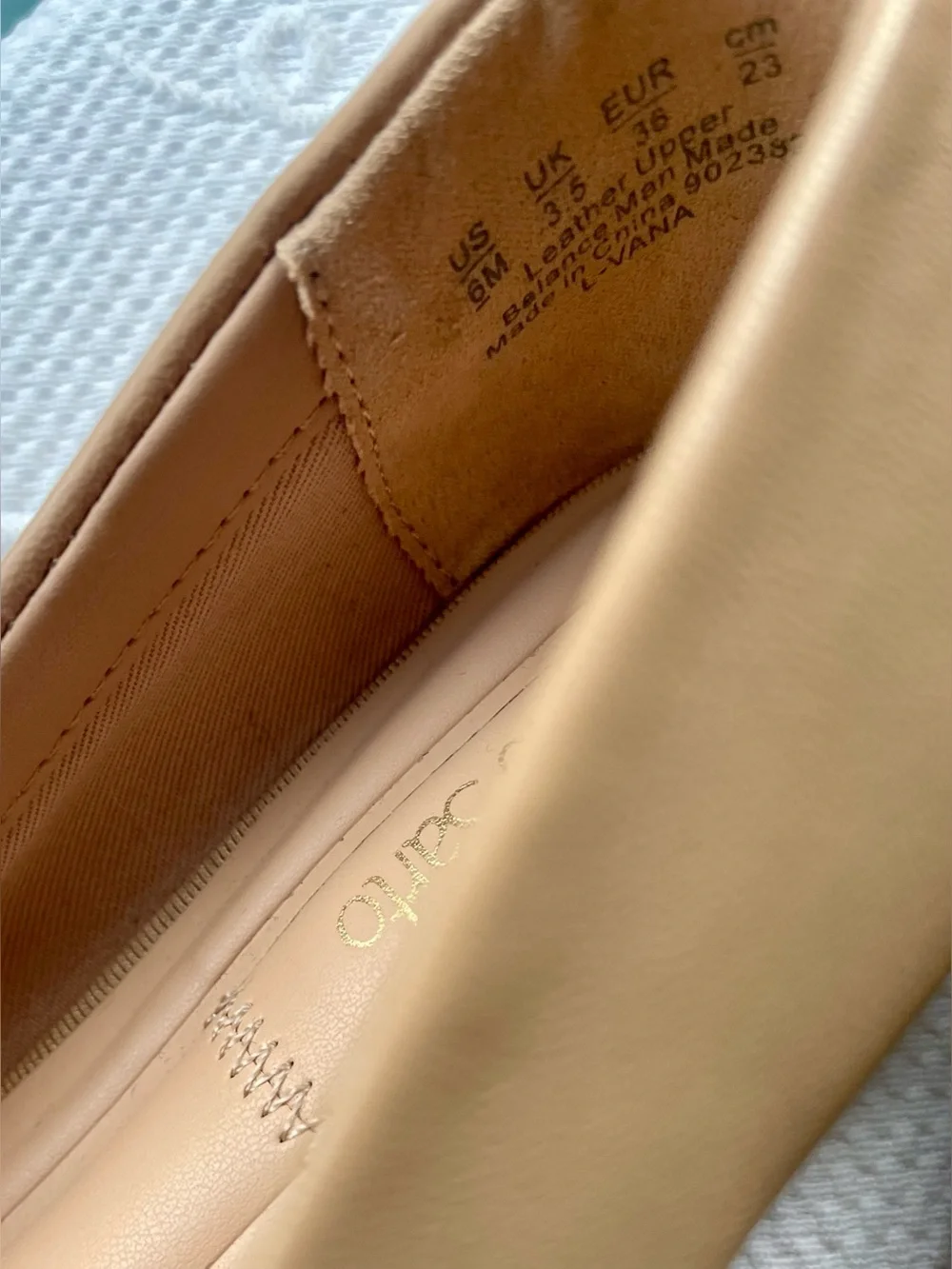 Franco Sarto Women’s Tan Leather Square-Toe Ballet Flats Size 6